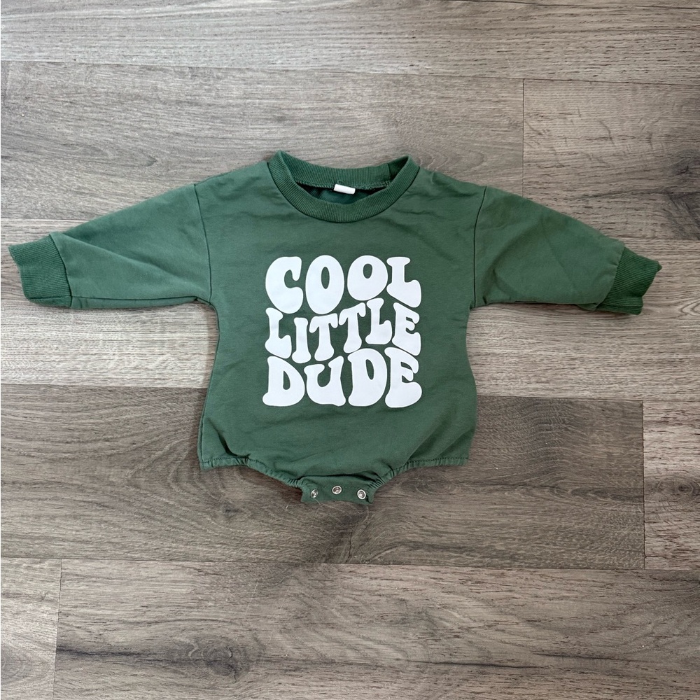 Green 'Cool Little Dude' Kids One Piece